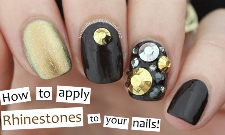 how to apply rhinestones to nails -how to apply rhinestones to nails